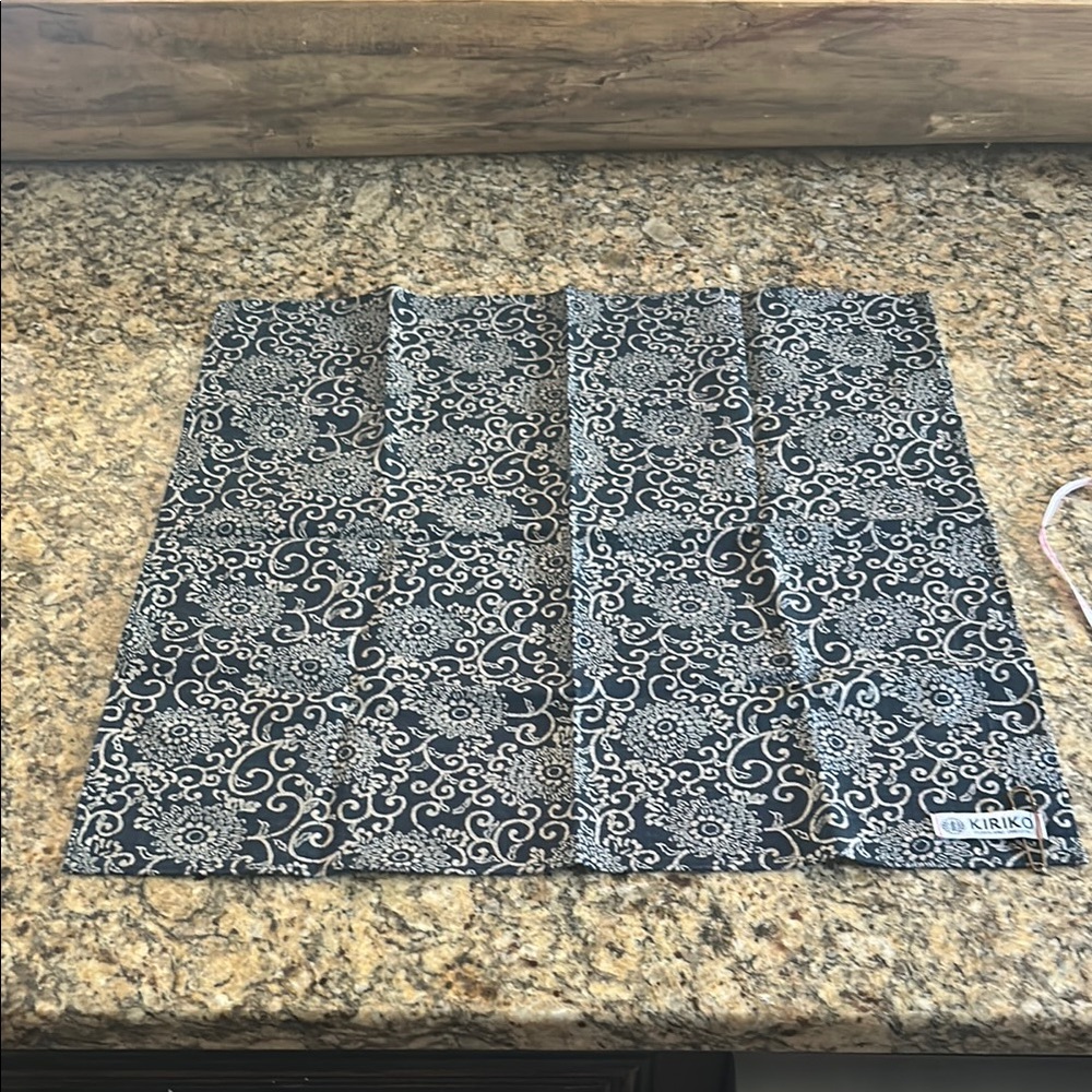 Brand New Kiriko Navy and White Floral Patterned Cotton Bandana NEOT